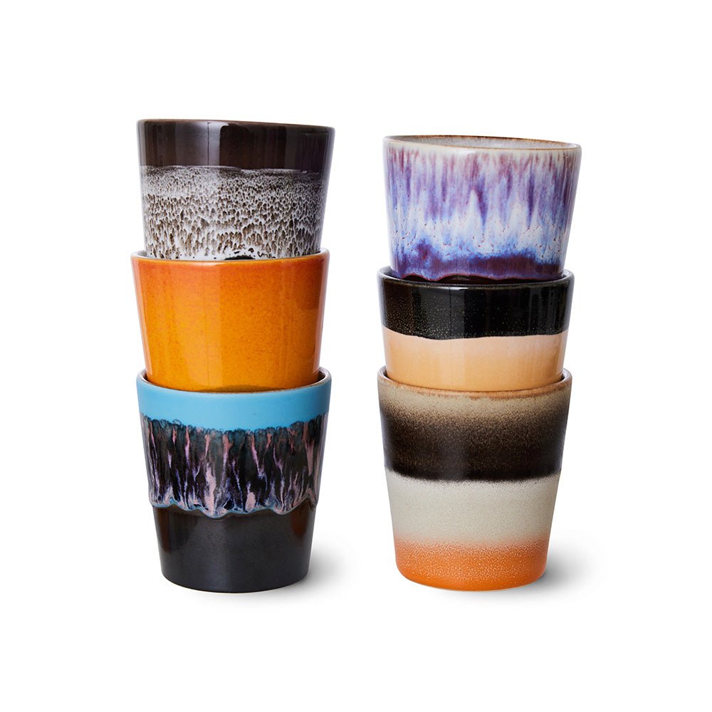 Tazas de café de cerámica de los 70 Stellar (set de 6)
