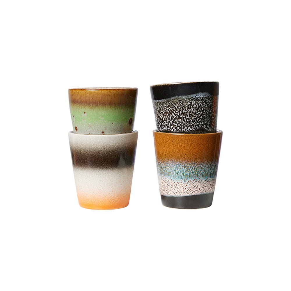 Tazas Ristretto Cerámica Años 70 Good Vibes (Set de 4)
