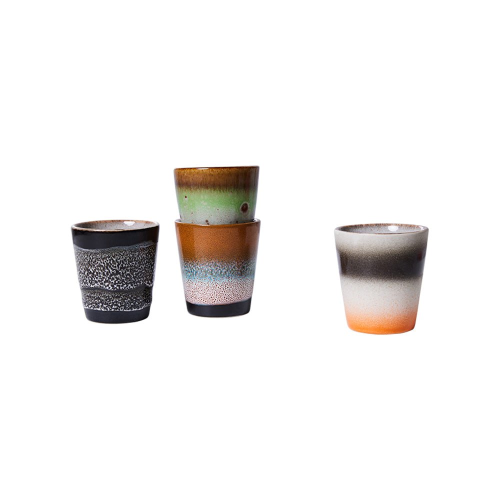 Tazas Ristretto Cerámica Años 70 Good Vibes (Set de 4)