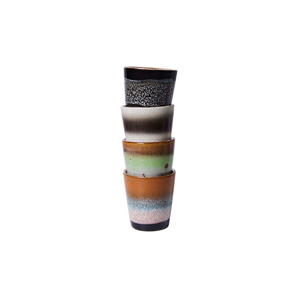 Tazas Ristretto Cerámica Años 70 Good Vibes (Set de 4)