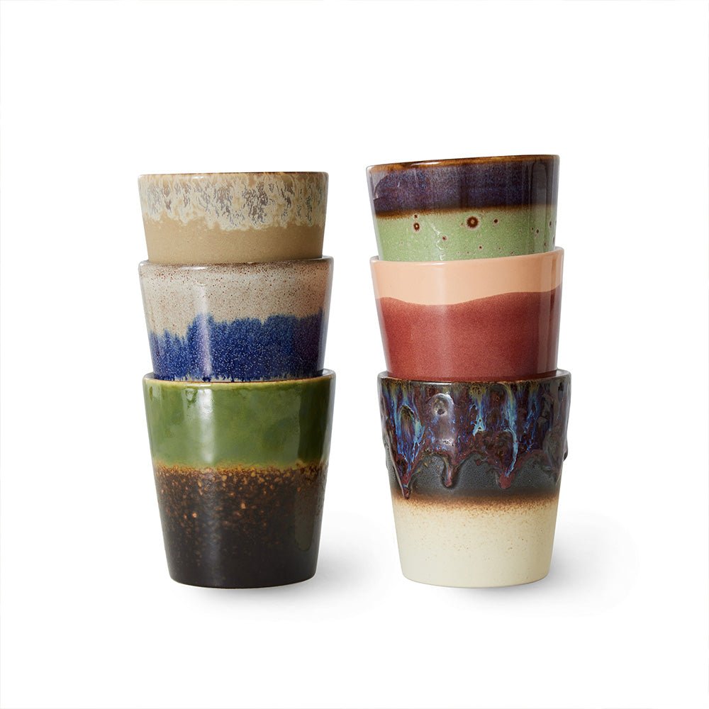 Tazas de café de cerámica de los 70 Grounding (juego de 6)