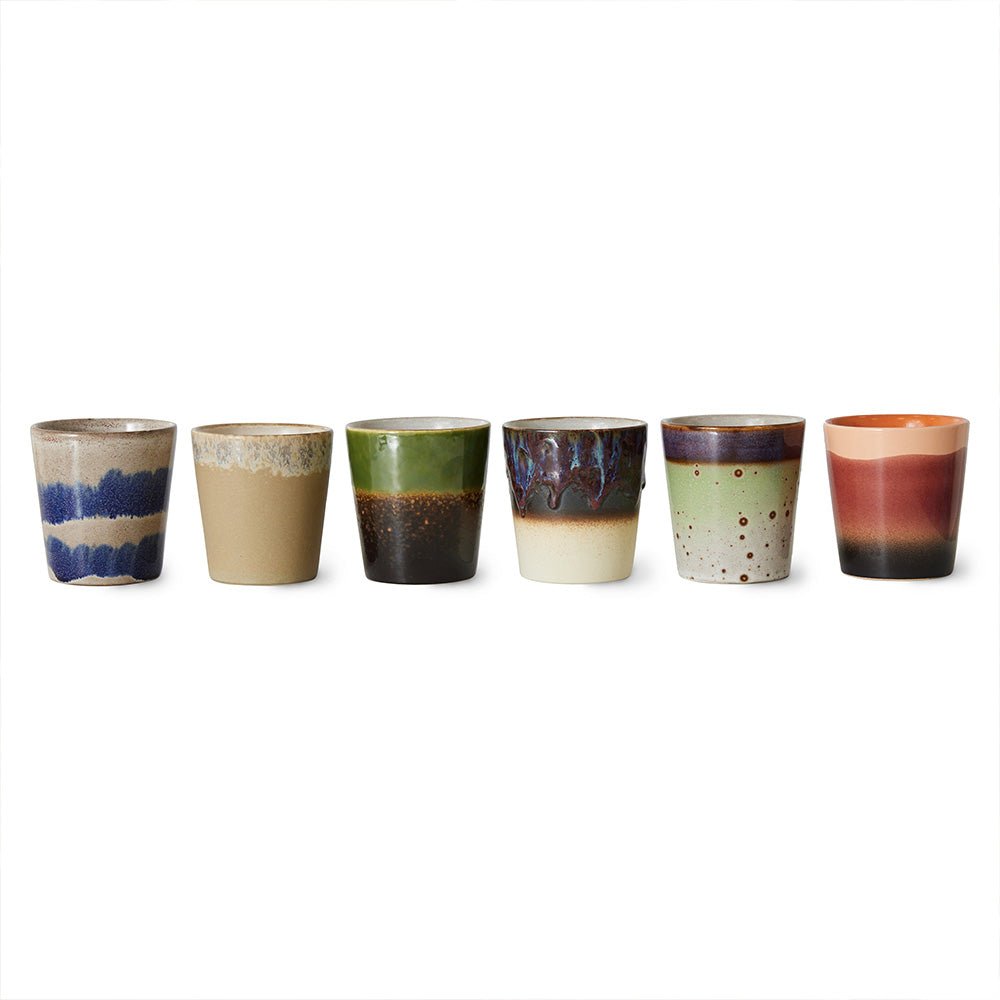 Tazas de café de cerámica de los 70 Grounding (juego de 6)