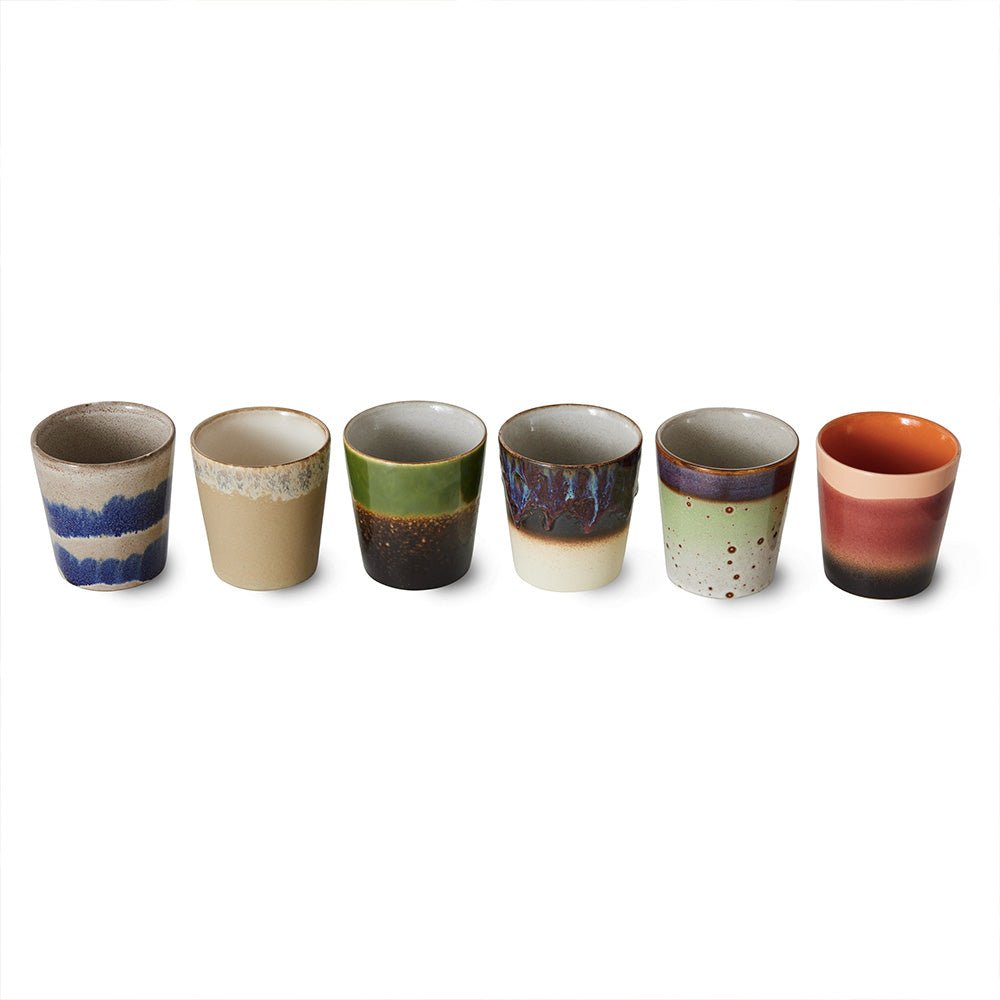 Tazas de café de cerámica de los 70 Grounding (juego de 6)