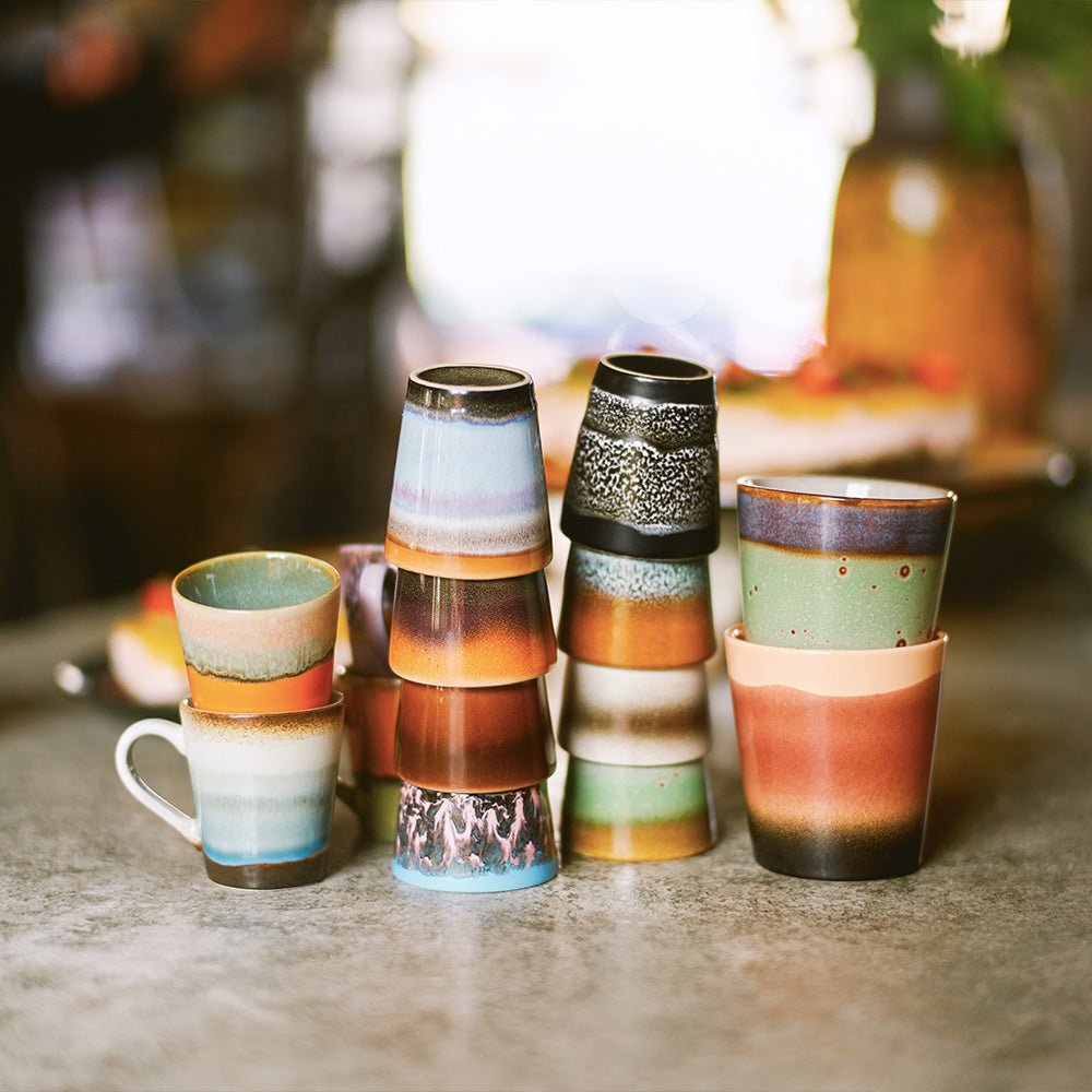 Tazas de café de cerámica de los 70 Grounding (juego de 6)