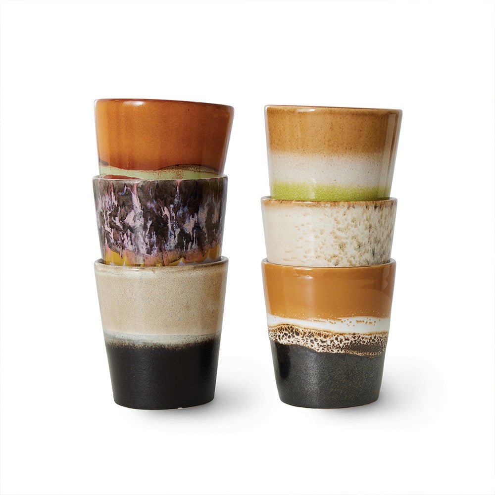 Tazas de café de cerámica de los 70 Tierra (juego de 6)