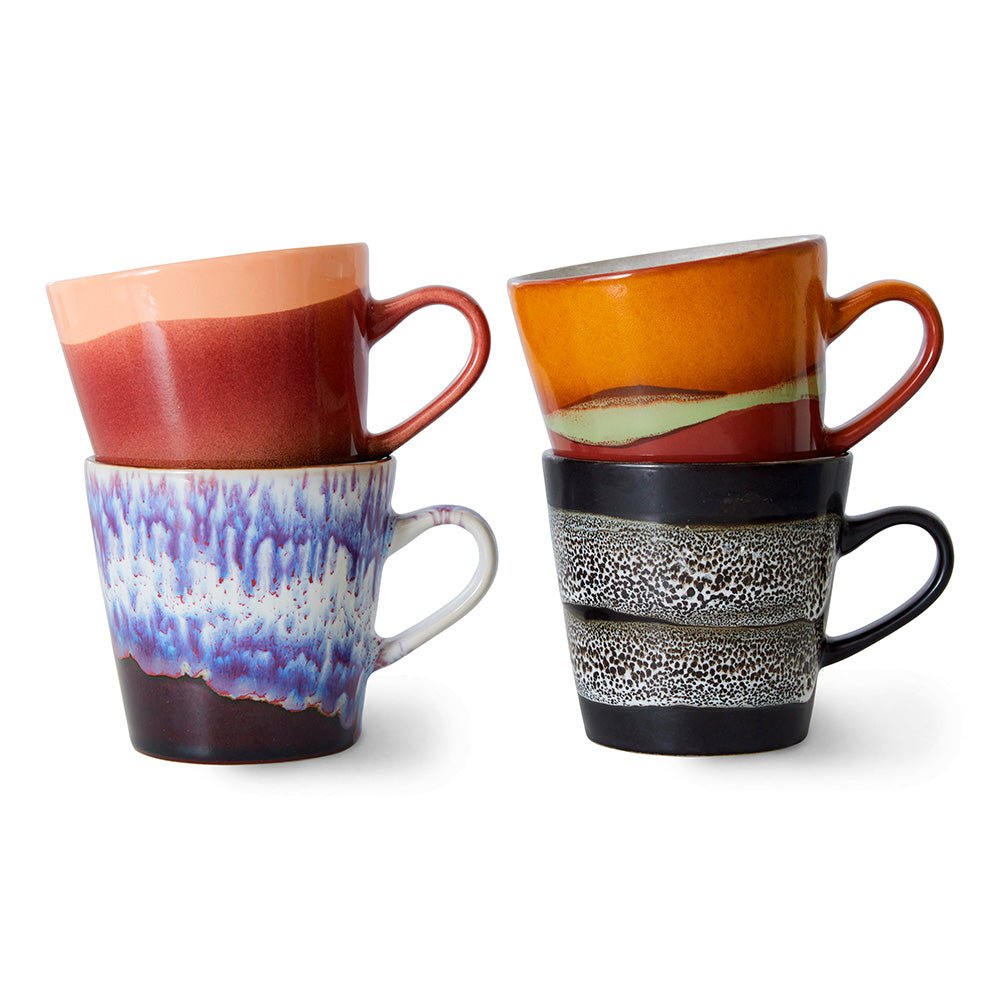 Tazas Americano de cerámica de los 70 Friction (juego de 4)