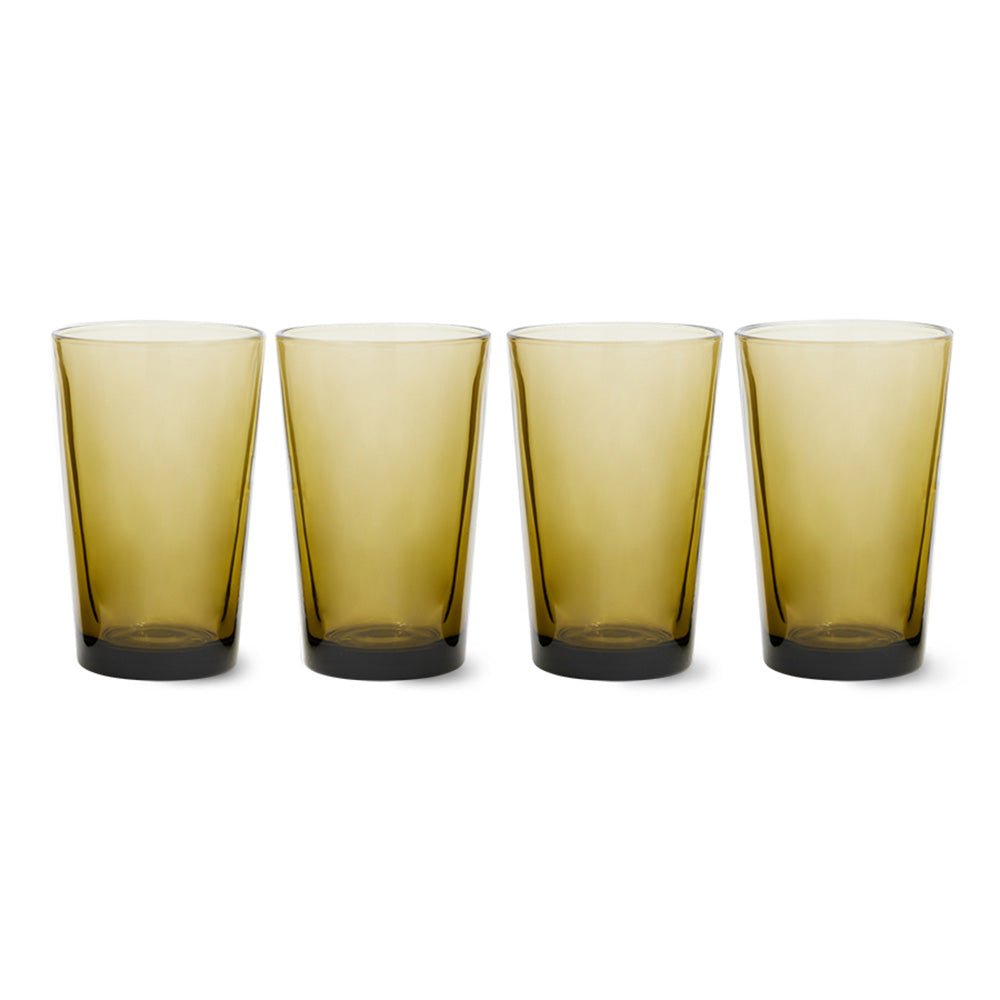 Vasos de té de cristal de los 70 Marrón lodo (juego de 4)