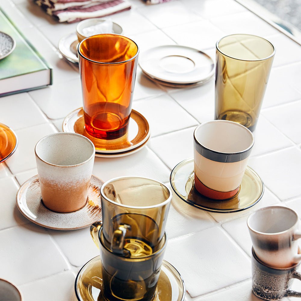 Vasos de té de cristal de los 70 Marrón lodo (juego de 4)