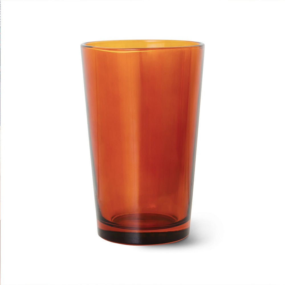 Vajilla de cristal de los 70: Vasos de té ámbar/marrón (juego de 4)