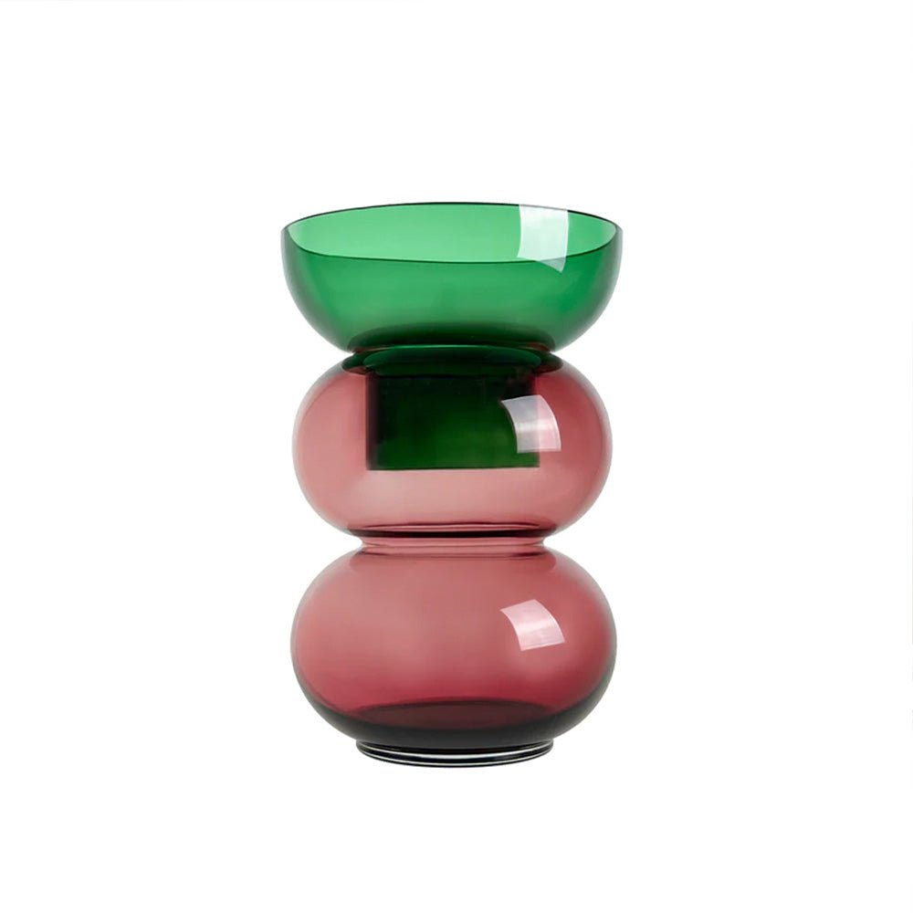 Florero Burbuja Mediano Rosa Verde