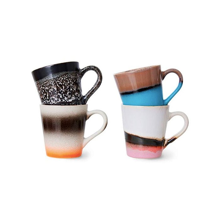Tazas de espresso de cerámica de los 70 (juego de 4)