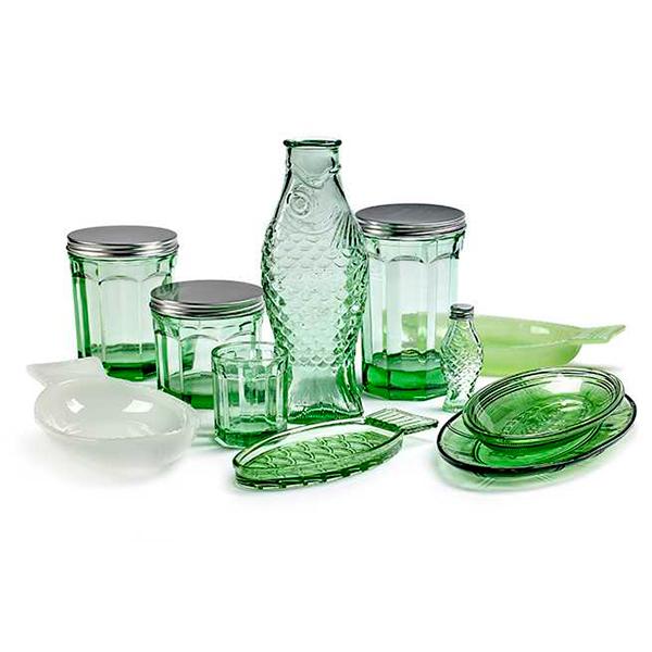 Vidrio Verde L Pez y Pez (juego de 4)