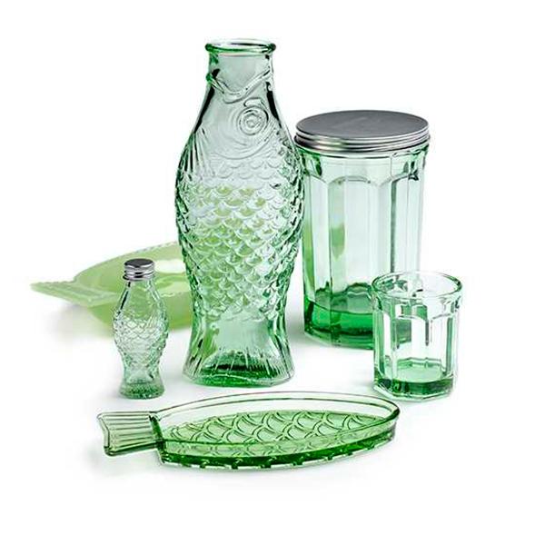 Vidrio Verde L Pez y Pez (juego de 4)
