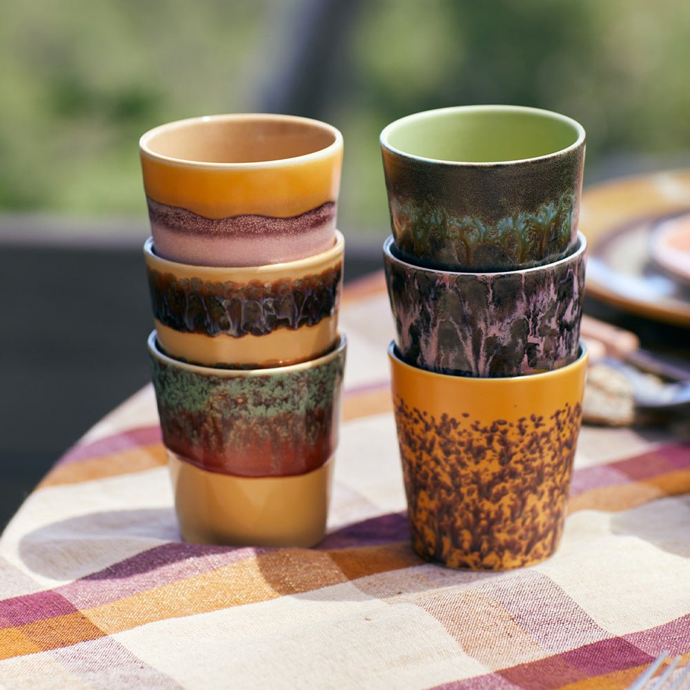 Juego de 6 tazas de café de cerámica de los 70 Valley