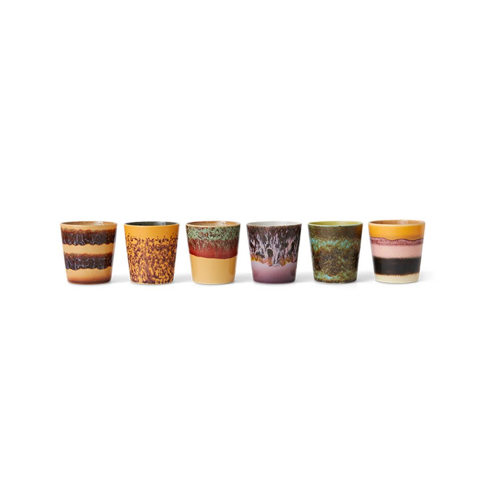 Juego de 6 tazas de café de cerámica de los 70 Valley