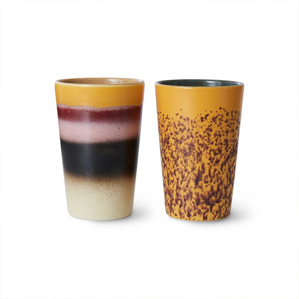 Tazas de té de cerámica de los 70 Beach (Juego de 2)
