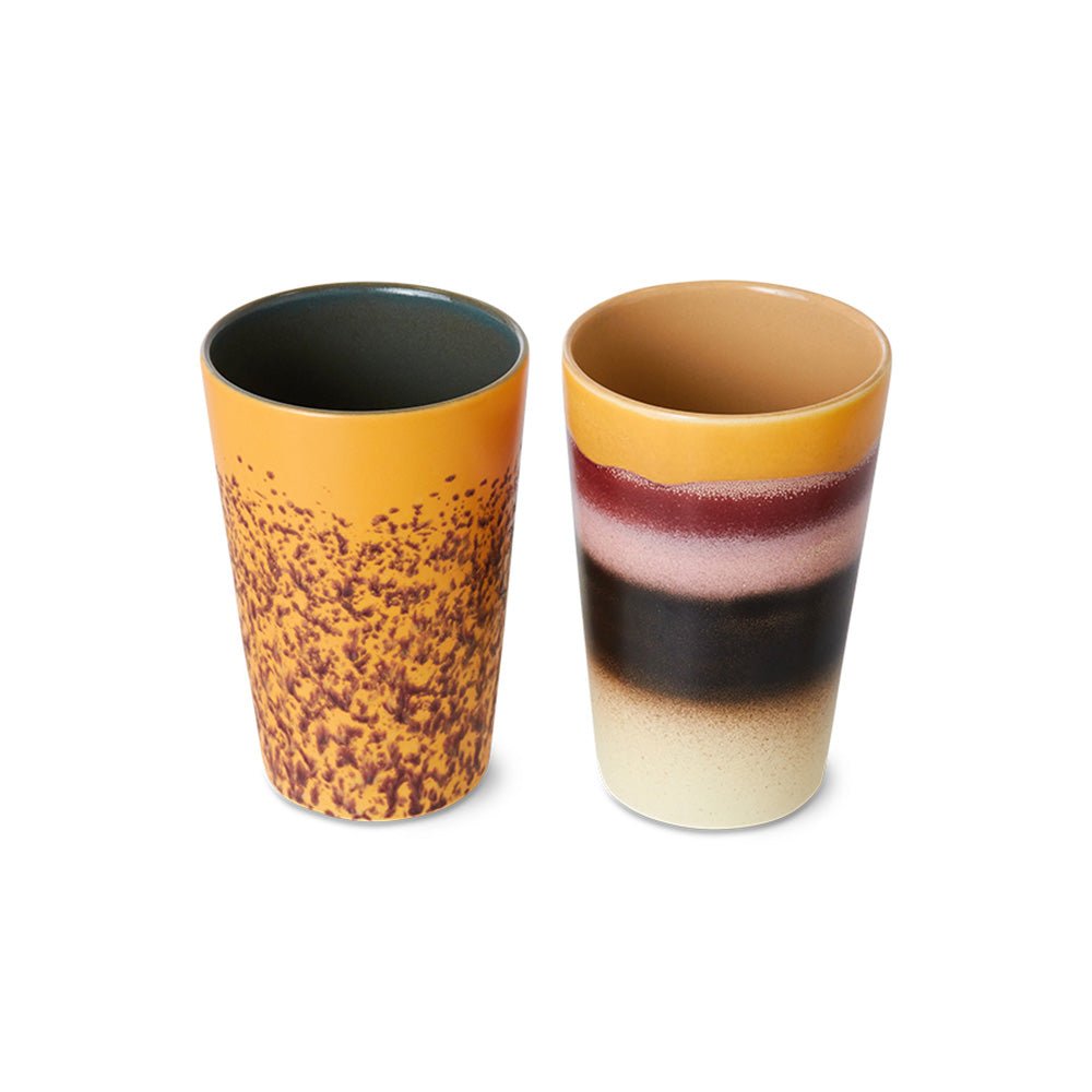 Tazas de té de cerámica de los 70 Beach (Juego de 2)