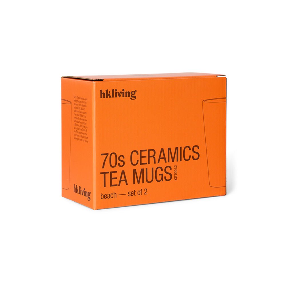 Tazas de té de cerámica de los 70 Beach (Juego de 2)