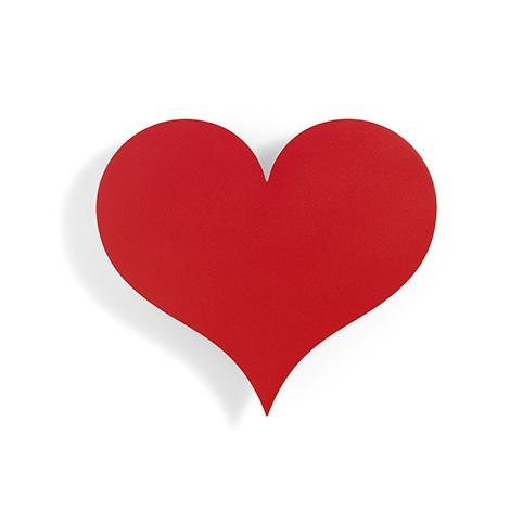 Relieve metálico de pared, Corazón pequeño rojo
