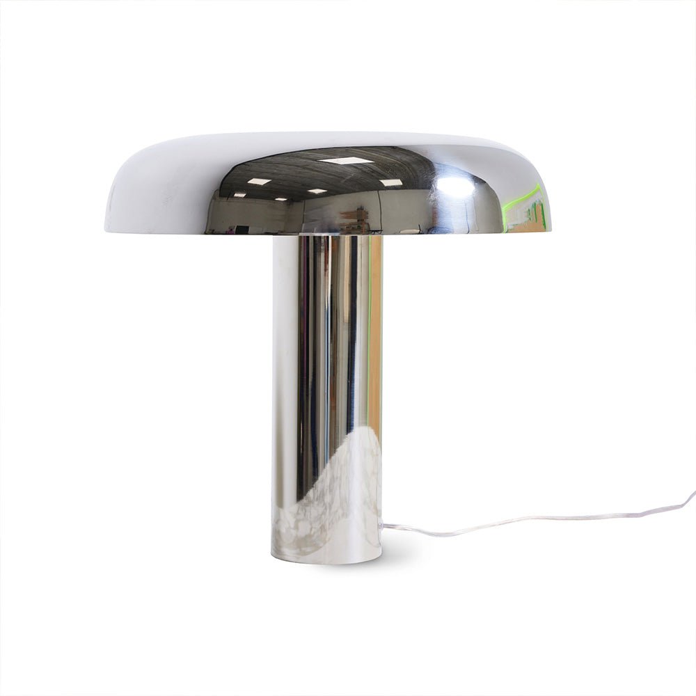 Lámpara de mesa tipo hongo cromada