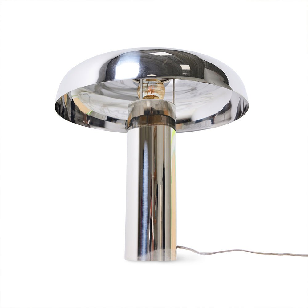 Lámpara de mesa tipo hongo cromada