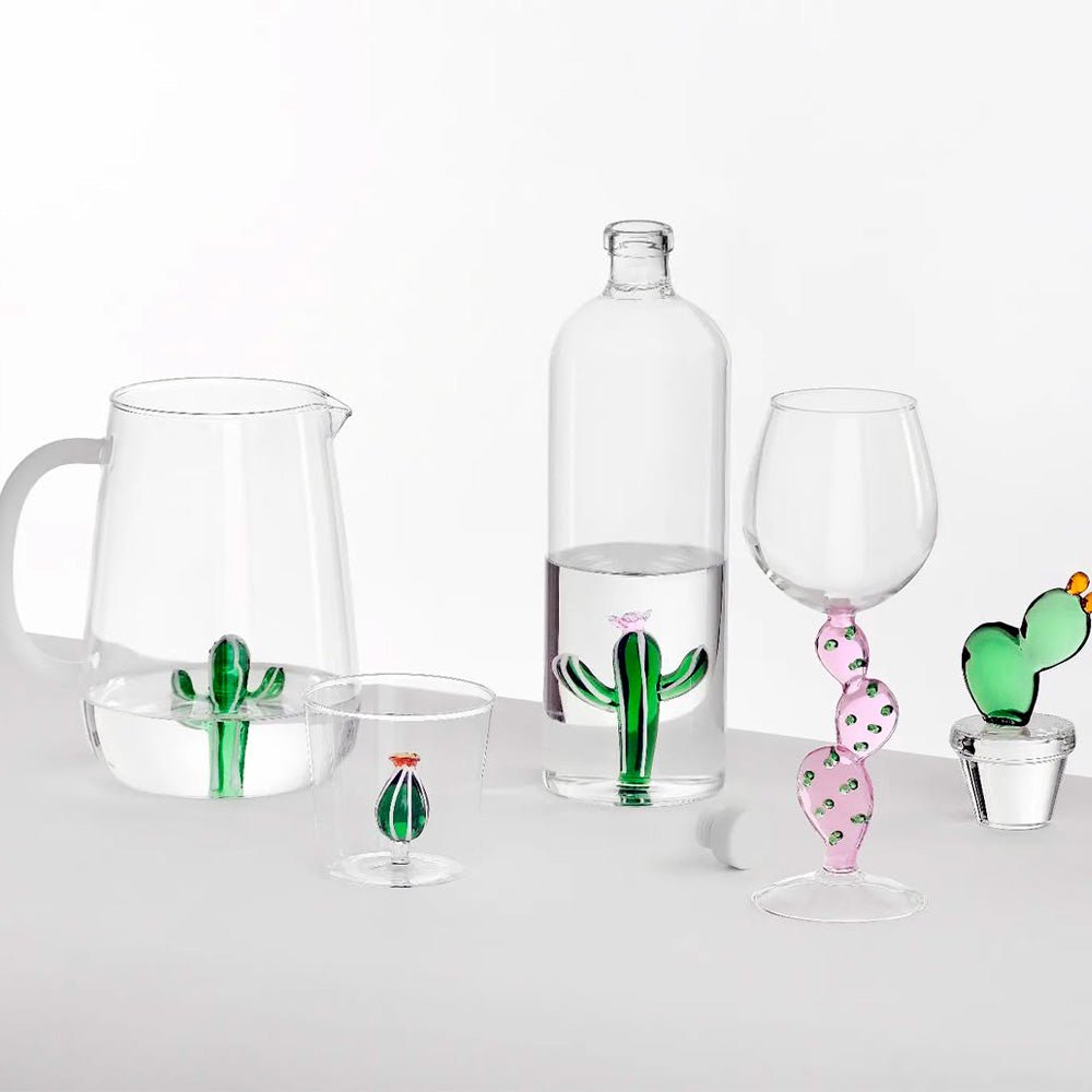 Botella con Plantas de Cactus Verdes del Desierto
